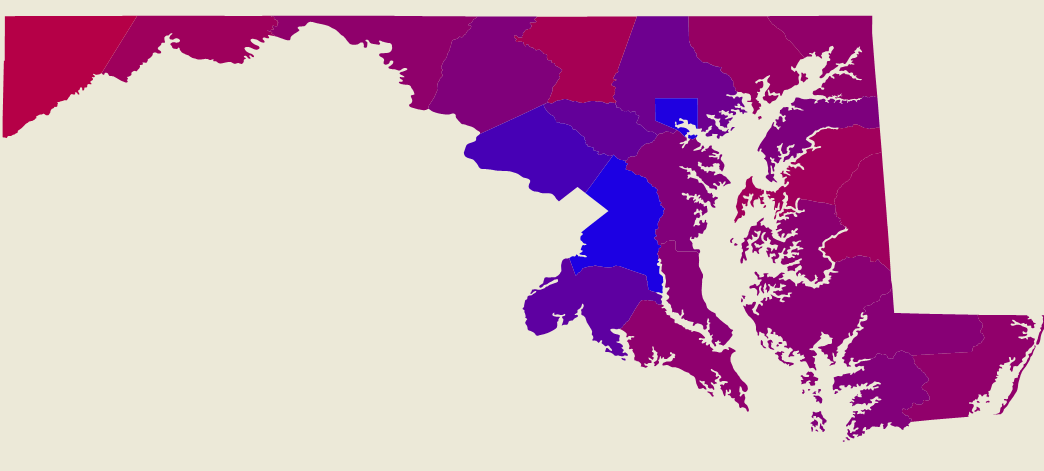 2008 Maryland Presidential Results in Gradient