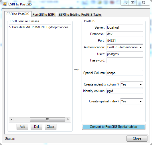 Using PgMap to export data to PostGIS