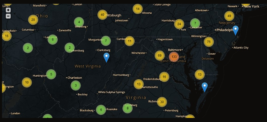 Cluster Map of US GISPs